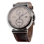 Milus Zetios Regulateur ZETR-001 42 Stainless Steel Case Black Leather Anti-Reflective Sapphire Men's Quartz Watch