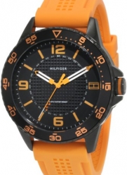 Tommy Hilfiger Men's 1790837 Sport Black IP Case with orange silicon strap Watch