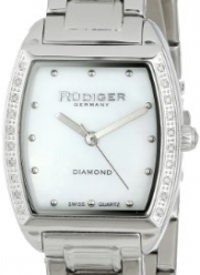 Rudiger Women's R2600-04-009 Bonn Stainless Steel Tonneau Mother-Of-Pearl Diamond Watch