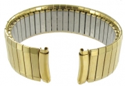 16-19mm Speidel Twist-O-Flex Stainless Curved End Elegant Link Gold Tone Metal Watch Band 1395/32 Regular