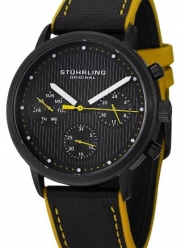 Stuhrling Original Men's 514.02 Concorso Obscure Quartz Multifunction Yellow Accent Watch