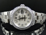 Pre-Owned Ladies Rolex Date Just 27mm with Diamond Bezel and Band 8.5 Ct