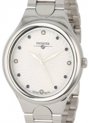 Swisstek Women's SK11215L Purus Eclipse Collection Genuine Diamond and Blue Sapphire Swiss Watch