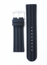 24mm Black Rubber Silicone Watchband Breitling Style