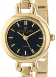 Charles-Hubert, Paris Women's 6825-G Classic Collection Gold-Plated Black Dial Watch