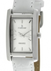 Peugeot Women's 3008WT Silver-Tone White Leather Strap Watch