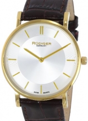 Rudiger Men's R2400-02-001 Kassel Yellow Gold Ion-Plated Stainless Steel and Brown Leather Band Watch