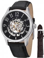 Stuhrling Original Men's 746L.SET.02 Delphi Solaris Automatic Skeleton Black Watch with Additional Strap