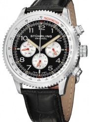 Stuhrling Original Men's 858L.01 Octane Concorso Silhouette Stainless Steel and Black Leather Watch