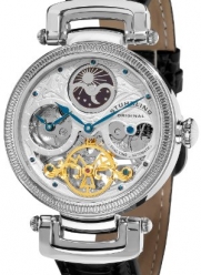 Stuhrling Original Men's 353A.33152 Special Reserve Emperor Magistrate Automatic Skeleton Dual Time Zone Silver Tone Watch