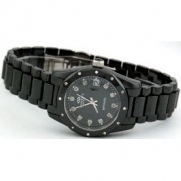 Oniss Women's Swiss Sapphire Ceramic Diamond Watch ON601-L Black