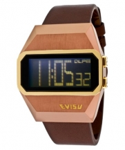Evisu Watch 7001-04 Men's Sadao Multi-Function Black Digital Dial Brown Leather
