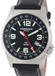 Torgoen Swiss Men's T05101 Dual Time Zone Leather Strap Watch
