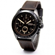 Fossil CH2804 Matte Black/Amber Face With Brown Band