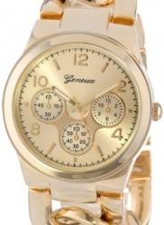 Geneva Women's 2380-gold-GEN Oversized Interlocked Chain Band Watch