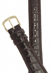 Mens Alligator Grain Watchband Brown 18mm Long Watch Band - by JP Leatherworks