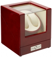 Diplomat Cherry Wood Double Watch Winder with Off-White Leather Interior