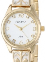 Armitron Women's 75/5164WTGP Swarovski Crystal Accented Gold-Tone White Enamel Bangle Watch