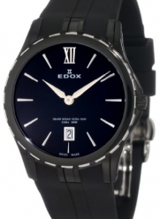 Edox Women's 26024 357N NIN Grand Ocean Black Ion-Plating Case Rubber Watch