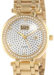 Burgi Women's BUR078YG Stainless Steel Pave Pattern Diamond Bracelet Watch