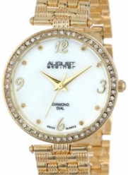 August Steiner Women's AS8078YG Diamond Mother-Of-Pearl Gold-Tone Bracelet Watch