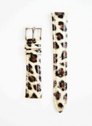 18mm Crazy Zoo White/Brown Patent Leather Watchband for Michele Style