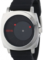 Kenneth Cole REACTION Unisex RK1327 Street Silver Round Case Offset Black Dial Red Accents Watch