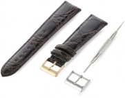 Artisan of Italy CITPD400-0220MR Men's Dress Padded Crocodile 20mm Brown Watch Strap