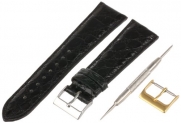 Artisan of Italy CITPD400-0122MR Men's Dress Padded Crocodile 22mm Black Watch Strap