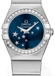 Omega Constellation Diamond Blue Star Dial Stainless Steel Ladies Watch 12315246003001