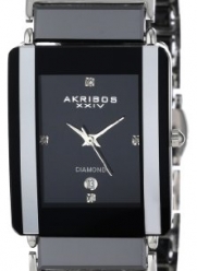 Akribos XXIV Men's AK521BK Ceramic Rectangular Quartz Bracelet Watch