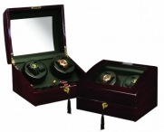 Ebony Wood Finish 4 Watch Winder With 5 Additional Watch Storage Spaces, Two Turntable With 4 Program Settings.