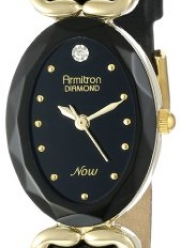 Armitron Women's 753248BKBK NOW Diamond Accented Gold-Tone Black Leather Watch