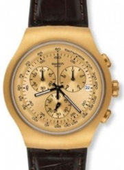 Swatch Golden Hide Brown Men's Chronograph Watch - YOG402