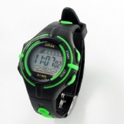 Child Black Green Adjustable Band Coldlight Stopwatch Alarm Clock Sports Watch w Box