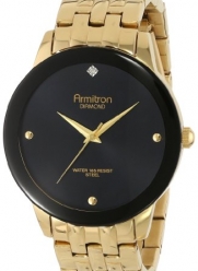 Armitron Men's 20/4952BKGP Diamond Dial Wall-to-Wall Crystal Gold-Tone Bracelet Watch