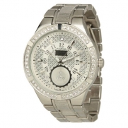 MENS - GENEVA PLATINUM Diamond-Inspired Link Watch (Silver)[9110]
