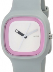Alessi Men's AL10022 Kaj Polyurethane Grey Dial White and Pink Designed by Karim Rashid Watch