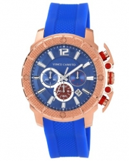 Vince Camuto Men's VC/1019BLRG The Striker Rose Gold-Tone Blue Resin Strap Chronograph Watch