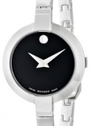 Movado Women's 0606595 Bela Stainless Steel Case and Bangle Bracelet Black Dial Watch