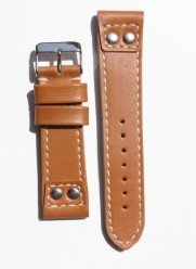 Panerai 20mm Tan Pilot Style Watchband with Contrast Stitch and Water Resistant Lining