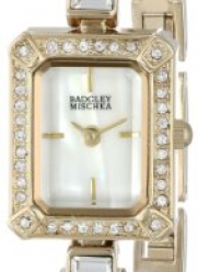 Badgley Mischka Women's BA/1312WMGB Swarovski Crystal Accented Rectangular Gold-Tone Thin Bracelet Watch