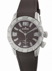 Edox Women's 62005 3D80 BRIN Royal Lady Brown Dial GMT Diamond Watch