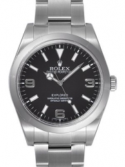 Rolex Explorer Black Dial Domed Bezel Oyster Bracelet Mens Watch 214270BKASO