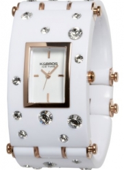 K&BROS Women's 9530-4 Ice-Time Galassia White Crystal Accented White Watch