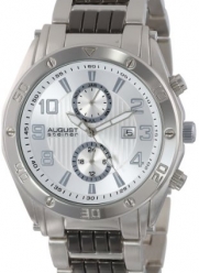 August Steiner Men's AS8070SS Swiss Multi-Function Silver-Tone Dial Black Bracelet Watch