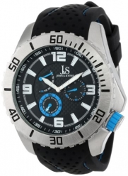 Joshua & Sons Men's JS53BU Multi-Function Black and Blue Silicone Strap Watch