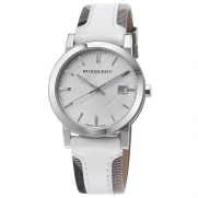 Burberry BU9019 Large Check Leather Strip On Fabric Watch