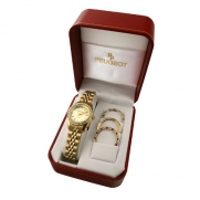 Peugeot Women's 405G  Gold Tone 4 piece Interchangeable Bezel Set Watch