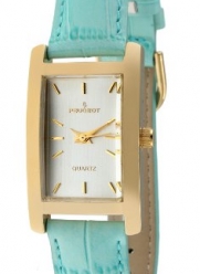 Peugeot Women's 3007TQ Gold-Tone Turquoise Leather Strap Watch